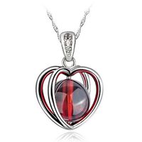 Wholesale Fire Opal Pendant High Quality Natural Stone Sterling Silver Necklace Love Heart Garnet Pendant Bohemian Women Stone Jewelry Ladies Girl