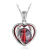 Fire Opal Pendant High Quality Natural Stone 925 Sterling Silver Necklace Love Heart Garnet Pendant Bohemian Women Stone Jewelry Ladies Girl