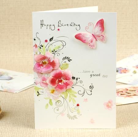 birthday greeting card flower butterfly 8 patterns mixed with 3d birthday gift card