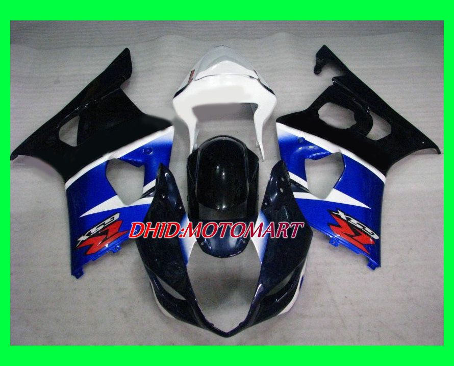 사출 금형 SUZUKI GSXR1000 용 페어링 키트 K3 03 04 GSXR 1000 2003 2004 ABS 화이트 블루 블랙 페어링 세트 SE16