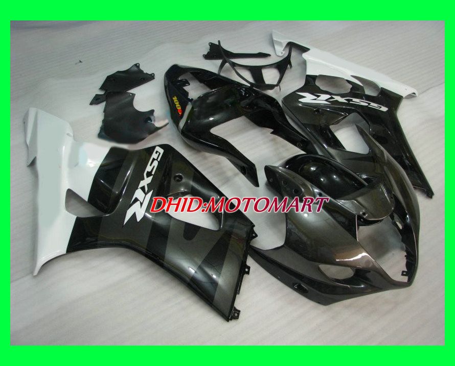 Injektionsgjutningssats för SUZUKI GSXR1000 K3 03 04 GSXR 1000 2003 2004 ABS Vit Silver Black Fairings Set SE29