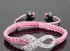 Hot Sales Mix Cor Branco Rosa de Cristal Rosa Ribbon Breast Cancer Awareness Pulseira de Presente