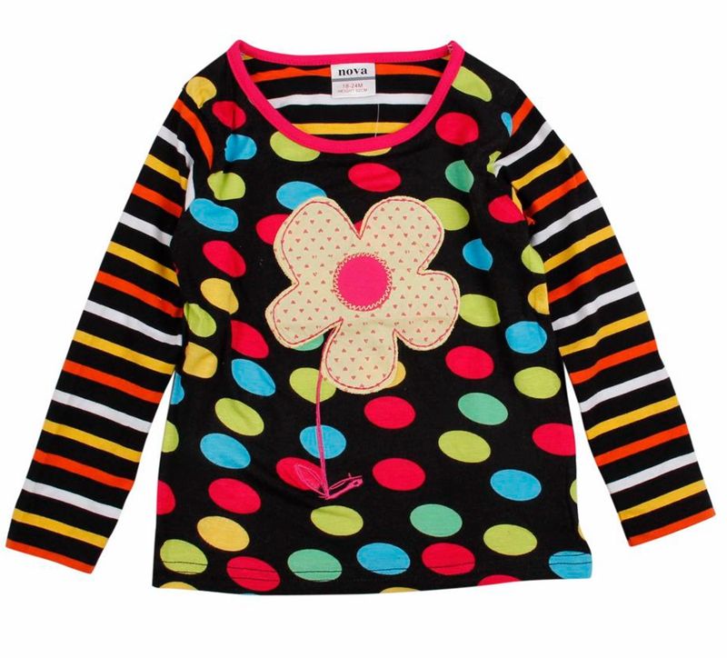 F3222 Black 2013 Nova Kids Clothes Spring Autumn 18m 6y Baby Girls T