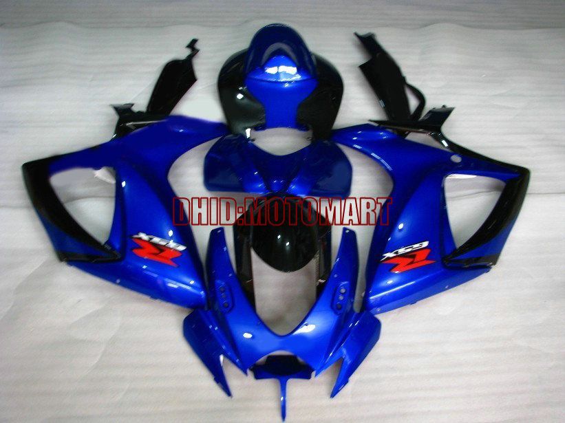 Motocicleta Carenagem definida para SUZUKI GSXR600 750 2006 2007 GSXR 600 GSXR 750 K6 06 07 azul gloss preto Kit de carenagens + 7 compartimentos Sp27