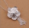 Fashion party jewelry 925 silver flower pendant necklace Christmas gift free shipping 10pcs/lot