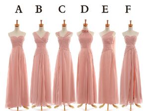 En linje rosa brudtärna klänningar Chiffon Real Image Enkel design