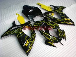 7gifts!! Fairing set for SUZUKI GSXR600 750 2006 2007 GSXR 600 GSXR 750 K6 06 07 GSX-R600 yellow flames black Fairings kit Sp36