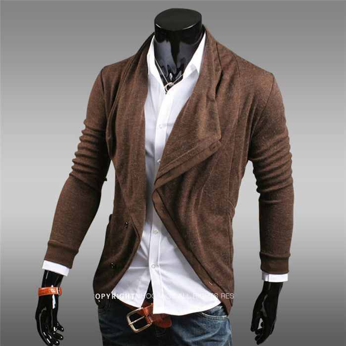 2014 Autumn New Arrival Men Sweaters Irregular Turn Down Collar Slim ...