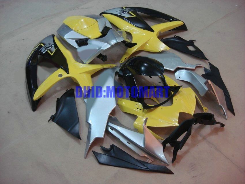 Kit de carenagem para SUZUKI GSXR600 750 2008 2009 GSXR 600 GSXR 750 K8 08 09 amarelo prateado preto Kit de carenagens + 7gifts Sw40