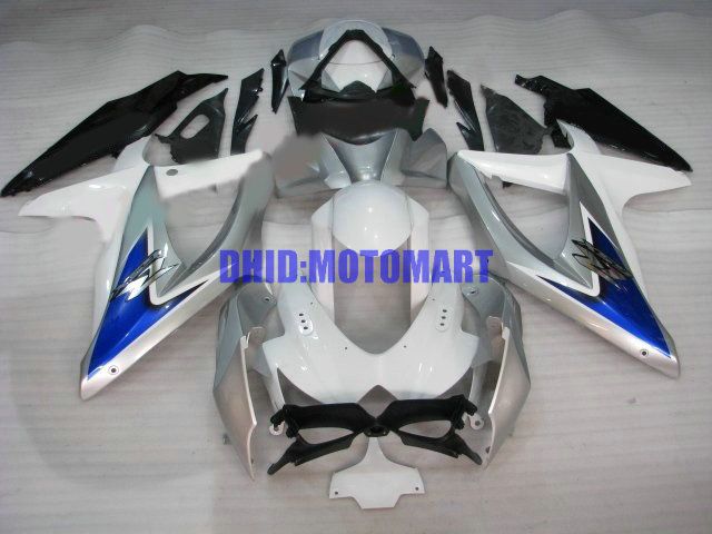 7gifts !! Kit de carénage pour SUZUKI GSXR600 750 2008 2009 GSXR 600 GSXR 750 K8 08 09 blanc noir Kit de carénages Sw55