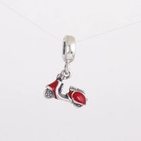 High-quality 100% 925 Sterling Silver Scooter Charm Bead with Red Enamel Fits European Pandora Jewelry Bracelets & Necklaces