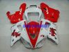 オートバイフェアリングキットヤマハYZFR1 98 99 YZF R1 1999 1999 YZF1000 ABS Red White Fairingsセット+ギフトYA04