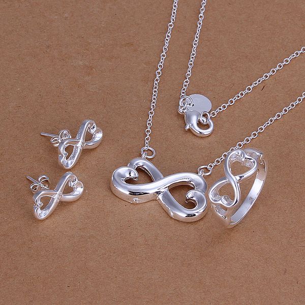 Wholesale - lowest price Christmas gift 925 Sterling Silver Fashion Necklace+Earrings set QS114
