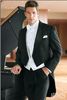 Tailcoat Bruidegom Tuxedos Double-Breasted Peak Revers Beste Man Groomsman Mannen Bruiloft Past Prom / Form / Bridegroom (jas + Broek + Tie + Vest + Hanky) J94