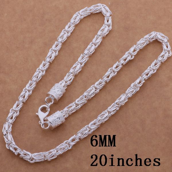 plated 925 sterling silver chain necklace fashion jewelry for men Top quality 