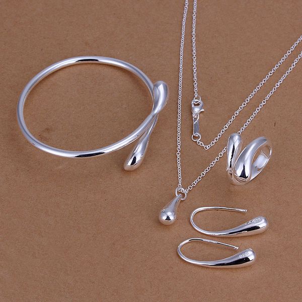 Großhandel - niedrigster Preis Weihnachtsgeschenk 925 Sterling Silber Mode Halskette+Ohrringe Set QS154