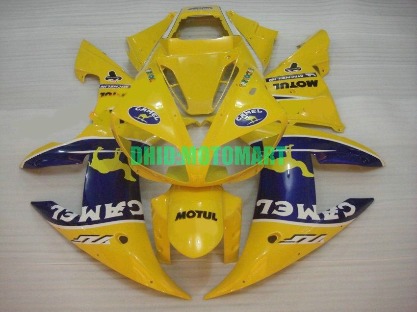 Kit de Carenagem de motocicleta para YAMAHA YZFR1 02 03 YZF R1 2002 2003 YZF1000 ABS Amarelo azul Carenagens set + presentes YC10