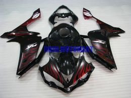 Full tank cover Fairing kit for YAMAHA YZFR1 07 08 YZF R1 2007 2008 YZF1000 Red flames black Fairings set+gifts YE07