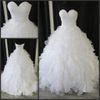 Real Picture Sweetheart A-Line Ball Gown Wedding Dresses Ruffles Lace-Up Bridal Gowns Beaded Lace Appliques Waist Custom Made