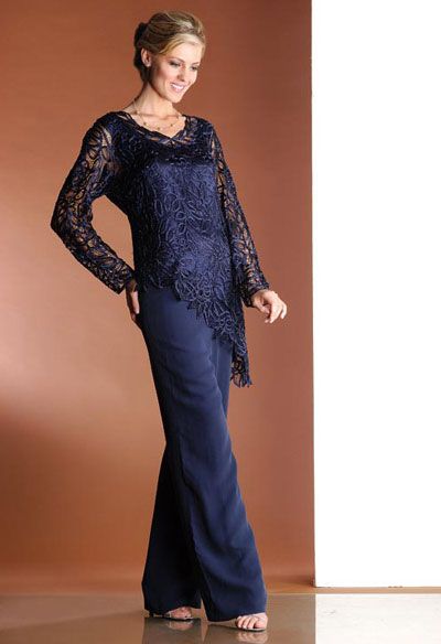 Elegant Lace And Chiffon With Long Sleeves Ruffles Mother Of The Bride ...
