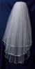New 3T White/Ivory Elbow Wedding Bridal Veil Beading Comb Pearls On Bridal Veils Ribbon Edge