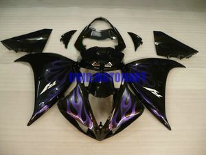 Injection mold Fairing kit for YAMAHA YZFR1 09 10 11 12 YZF R1 2009 2012 YZF1000 Purple flames black Fairings set+gifts YF13