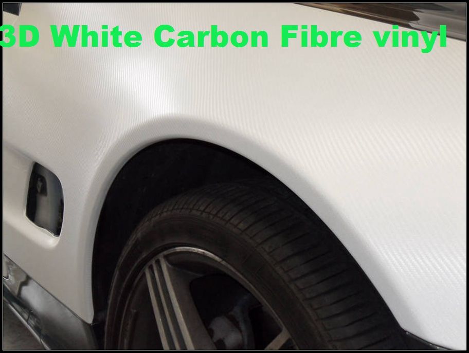 Premium White 3D Carber Vinyl Car Film 3D White Fiber Fiber Sheets Auto Adesivo Vinil espessura: 0,2mm 152x30m/ roll