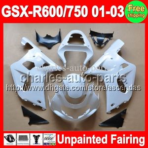 7gifts Unpainted Carenagem Completa Kit Para SUZUKI GSX-R600 / 750 GSXR600 GSXR600 GSXR 600 750 K1 01 02 03 2001 2002 2003 Carrocerias Carroçaria