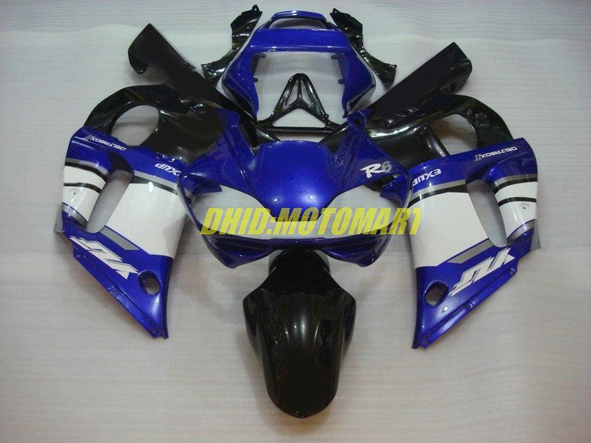 Motorfiets Fairing Kit voor Yamaha YZFR6 98 99 00 01 02 YZF R6 1998 2002 YZF600 Blauw Wit Zwarte Backsets Set + Gifts YG03