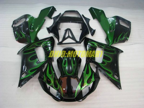

Комплект обтекателя для YAMAHA YZF R6 98 99 00 01 02 YZFR6 YZF600 1998 1999 2002 Зеленый пламя черный Комп