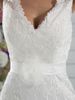 Modern Ankle Length V Neck Applques Lace A-Line Wedding Bridal Dress Dresses Gowns 2013 Custom Made Sexy Designer white ivory