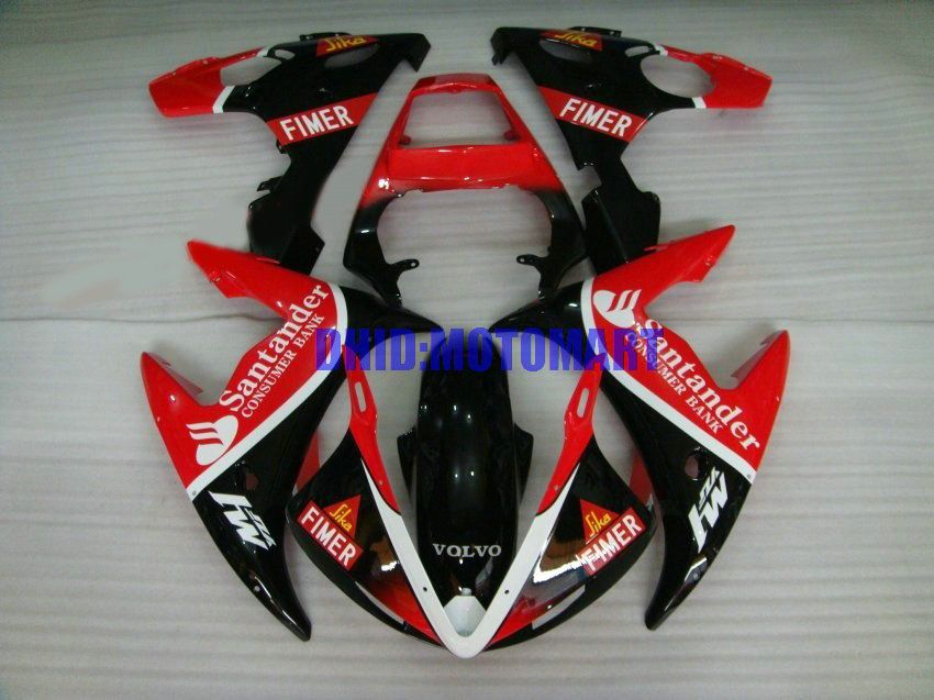 Kit de carénage de moto pour YAMAHA YZFR6 03 04 05 YZF R6 2003 2004 2005 YZF600 ensemble de carénages noir rouge chaud + cadeaux YH15