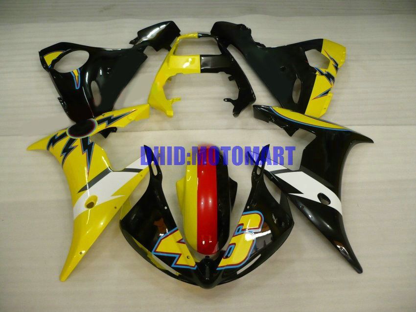 Motorfiets Fairing Kit voor Yamaha YZFR6 03 04 05 YZF R6 2003 2004 2005 YZF600 ABS Geel Zwart Verklei Set + Gifts YH24