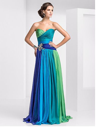 blue and green dress