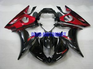 Motorcykel Fairing Kit för Yamaha YZFR6 03 04 05 YZF R6 2003 2004 2005 YZF600 ABS Red Black Fairings Set + Presenter YH32