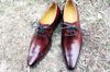 Men Dress shoes Men's shoes Oxfords shoes Custom handmade shoes Genuine calf Leather color burgundy HD-185