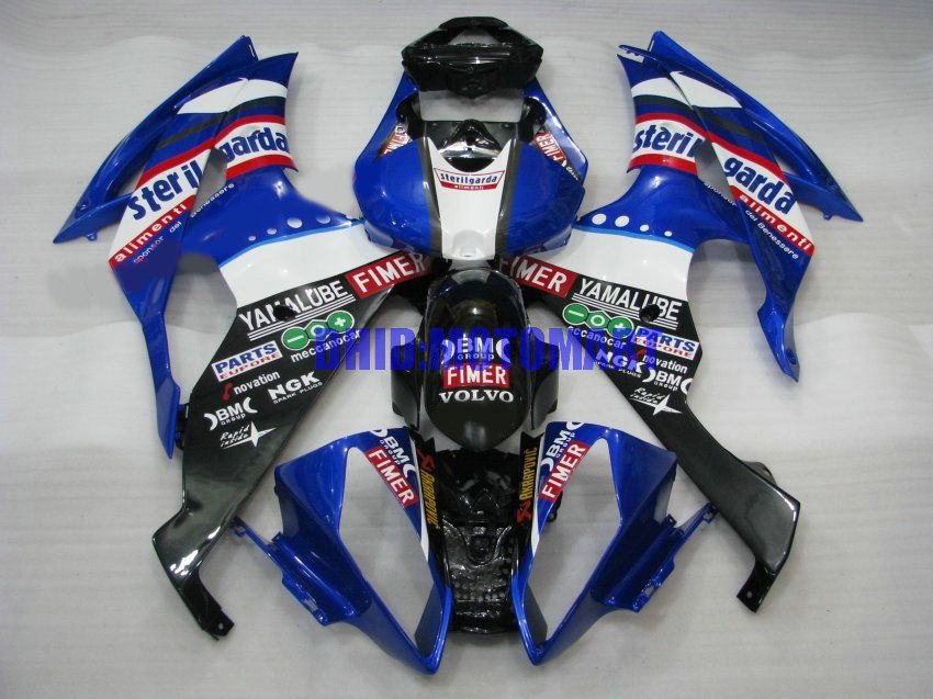 Motorcykel Fairing Kit för Yamaha YZFR6 08 10 12 15 YZF R6 2008 2010 2012 YZF600 Blue White Black Fairings Set + Gifts YJ01