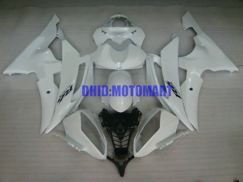 Motorcykel Fairing Kit för Yamaha YZFR6 08 10 12 15 YZF R6 2008 2010 2012 YZF600 ABS White Fairings Set + Gifts YJ09