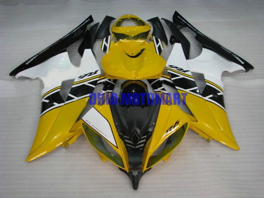 Motorfiets Fairing Kit voor Yamaha YZFR6 08 10 12 15 YZF R6 2008 2010 2012 YZF600 Geel White Black Backings Set + Gifts YJ12