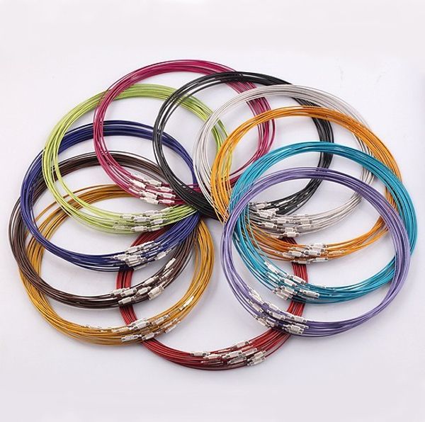 

Wholesale Fashion Mixed Copper Memory Wire Necklace Choker Cords,1MM 18 Inch Steel Chain Cord Necklace Screw Clasp