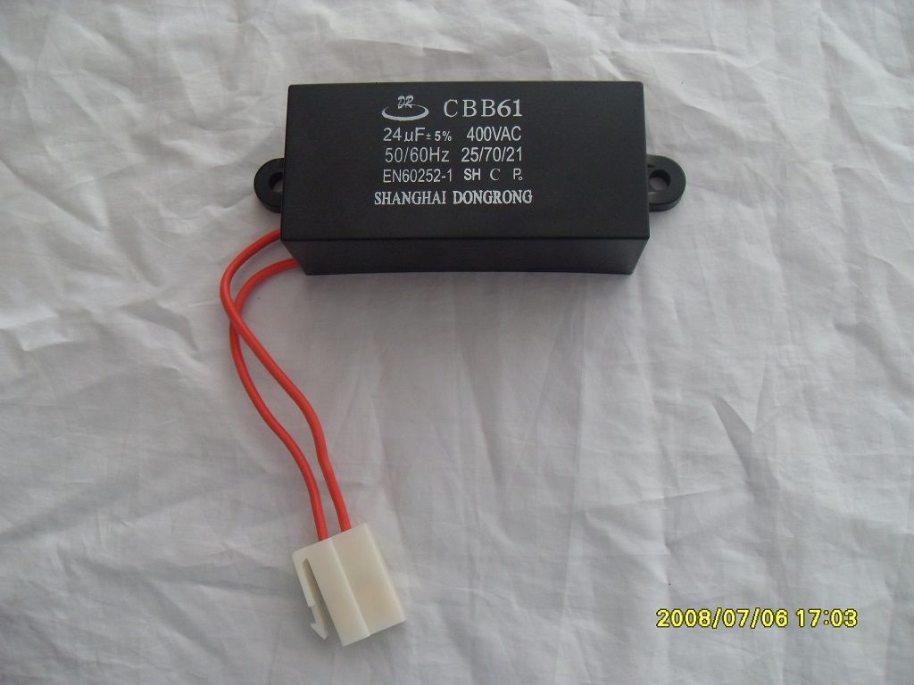 

Generator Capacitor CBB61 24 uF +/- 5% 50 or 60 Hz. Up to 450 volts AC.
