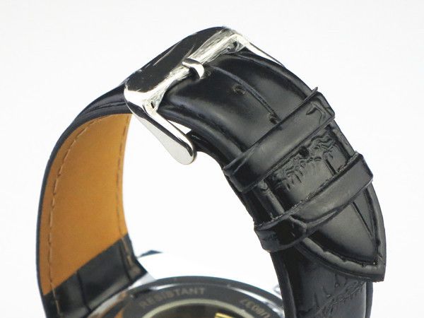 JARAGAR 브랜드 밀리터리 남성용 시계 기계식 클래식 블랙 가죽 기계식 자동식