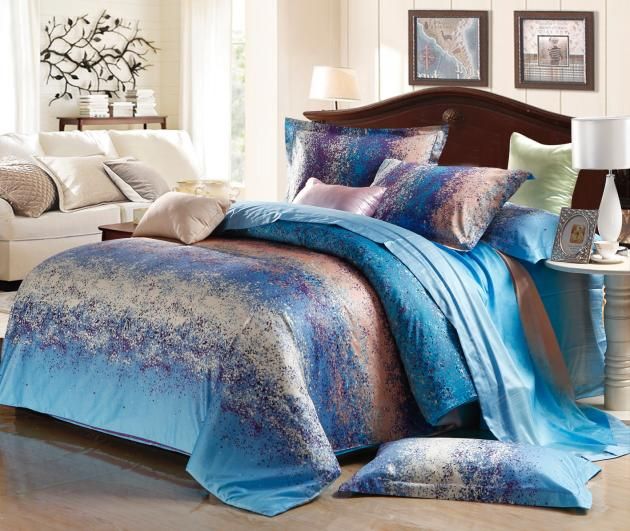 Blue Grey Stripe Satin Comforter Bedding Set King Size Queen Blue Grey Stripe Satin Comforter Bedding Set King Size Queen Comforters Sets Duvet Cover Quilt Bed Linen Sheet Bedspread Bedsheet Striped And