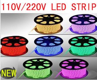 RGB AC 110V LED Strip outdoor waterproof 5050 SMD Neon Rope Light 60LEDs/M with POWER SUPPLY Cuttable at 1Meter via DHL FedEx