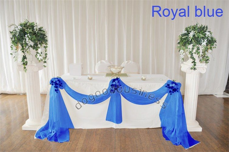 5M 1 35M Royal  Blue Top Table Swags Sheer Organza Fabric 