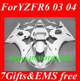 Top-rated Fairing kit for YAMAHA YZFR6 03 04 05 YZF-R6 YZF600 YZF R6 2003 2004 2005 complete white Fairings set+7gifts YG73