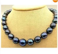 Mejor comprar perlas joyas real real real tahitian negro 11-12mm perla collar 19inches