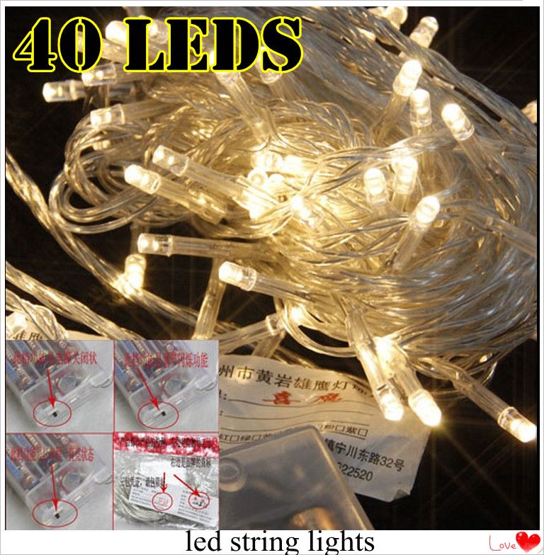 40 LED String MINI FAIRY LIGHTS BATTERY Power OPERATED Warm White 3XAA Battery Red String Lights ...