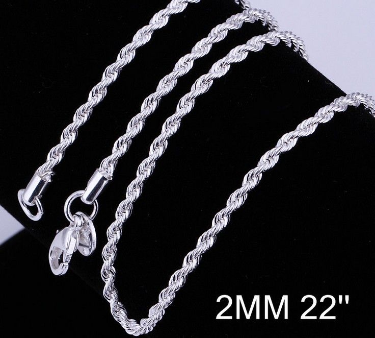 Groothandel - mode-sieraden 925 sterling zilver 2mm twist touw ketting ketting 16 inch / 18 inch / 20inch / 22 inch / 24 inch