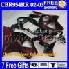 Factory black 7gifts For HONDA CBR954RR CBR900RR 02 03 MH6729 Free Customized CBR CBR900 900RR 954 954RR CBR954 RR Gloss 2002 2003 Fairing